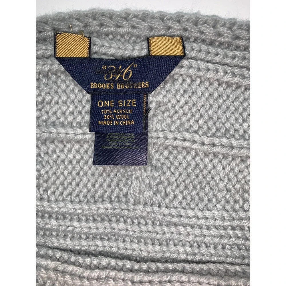 Brooks Brothers Women's OS Cable Knit Acrylic Wool Blend Scarf Blue-Green Gray